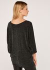 Metallic Shimmer Batwing Top, Black, large