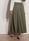 Jersey Waistband Cotton Midaxi Skirt, Khaki, large