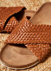 Knotted leather Sandal, Brown, large