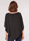 Asymmetric Sparkle Cape Top, Black, large