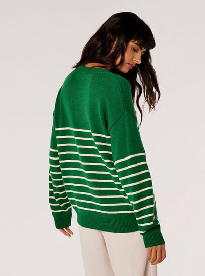 Stripe Knitted Gold Button Jumper
