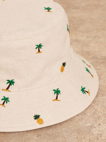 Tropical Palm Embroidered Bucket Hat