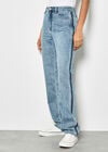 Emily Contrast Seam Straight Leg Jeans, Blue, large