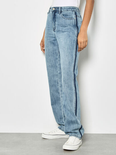 Emily Contrast Seam Straight Leg Jeans