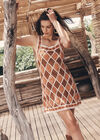 Diamond Crochet Mini Dress, Coral, large