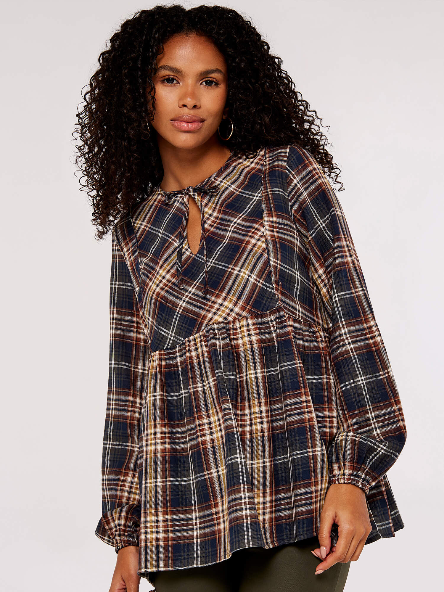 Peplum check shirt shop