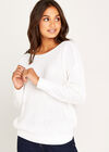 Cream Waffle Cross Back Jumper, Cream, large