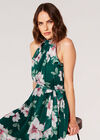 Robe midi chatoyante florale picturale, vert, grand