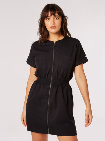 Cotton Blend Utility Mini Dress