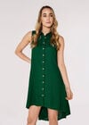 High-Low Shirt Mini Dress, Green, large