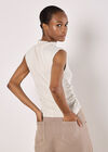 High Neck Side Ruched Top, Grey, large