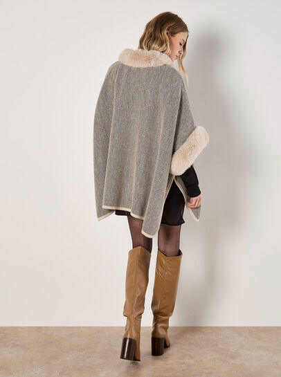Heritage Texture Faux Fur Lined Cape