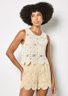 Crochet Circles Cotton Crop Top, Stone, large