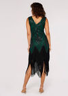 Sequin Tassel Fringe Mini Dress , Green, large