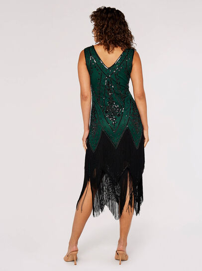 Chevron Sequin Frill Mini Dress
