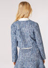 Kurzer Blazer aus schimmerndem Tweed, Blau, Größe L