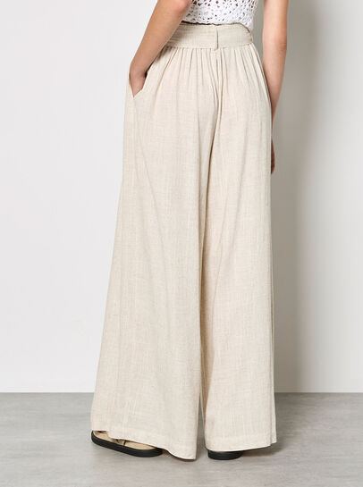 Wide-Leg Linen Blend Trousers