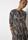 Zebra Knit Swing Mini Dress, Stone, large