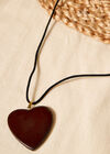 Collier pendentif coeur en résine, marron, grand
