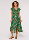 Floral Ruffle Midi Dress, Green, large