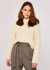 Aran Knit Jumper, Cream, large