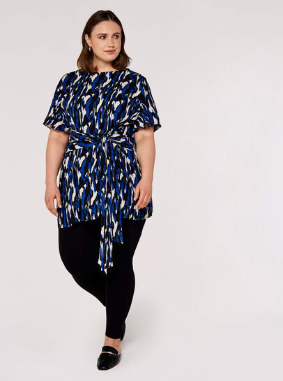 Curve Brushstroke Tie Waist Top