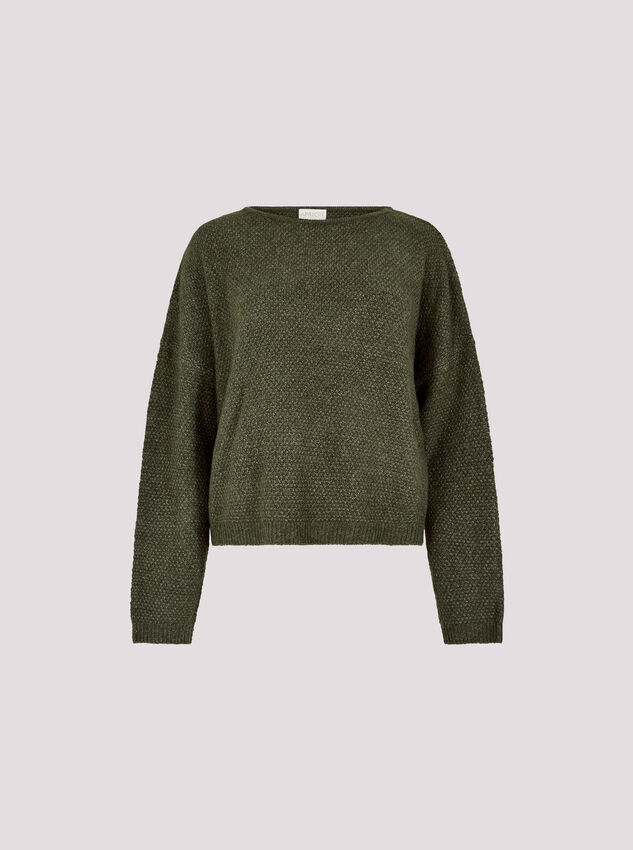 Waffle Knit Batwing Jumper, Green, large