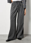 Pinstripe Wide Leg Tailored Trousers, Grey, large