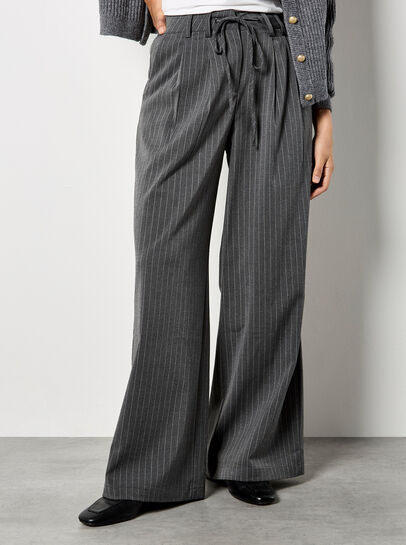 Pinstripe Wide Leg Tailored Trousers