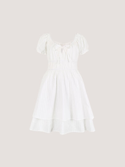 Eyelet Embroidery Tiered Mini Dress
