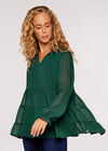 Chiffon Dobby Tiered Blouse, Green, large