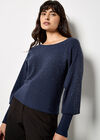 Diamante Ribbed Batwing Jumper, Navy, large