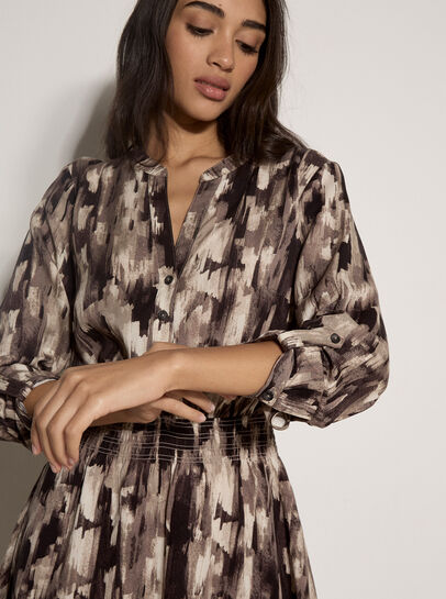 Abstract Print Utility Mini Dress