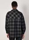 Oversized Check Corduroy Shirt, Grey, large