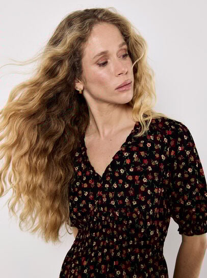 Ditsy Floral Smocked Midi Dress