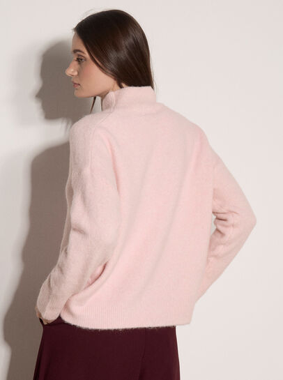 Boucl&eacute; Knit Mock Neck Jumper