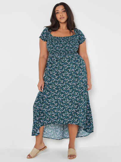 Curve Ditsy Floral Bardot Midi Dress