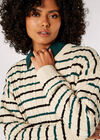 Plaited Knit Stripe Jumper, Stone, large