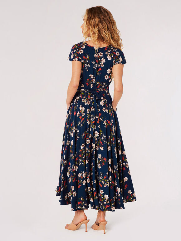 Robe mi-longue Blossom Bunches, Bleu, large