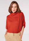 Asymmetric Neck Soft Touch Top, Rust, large