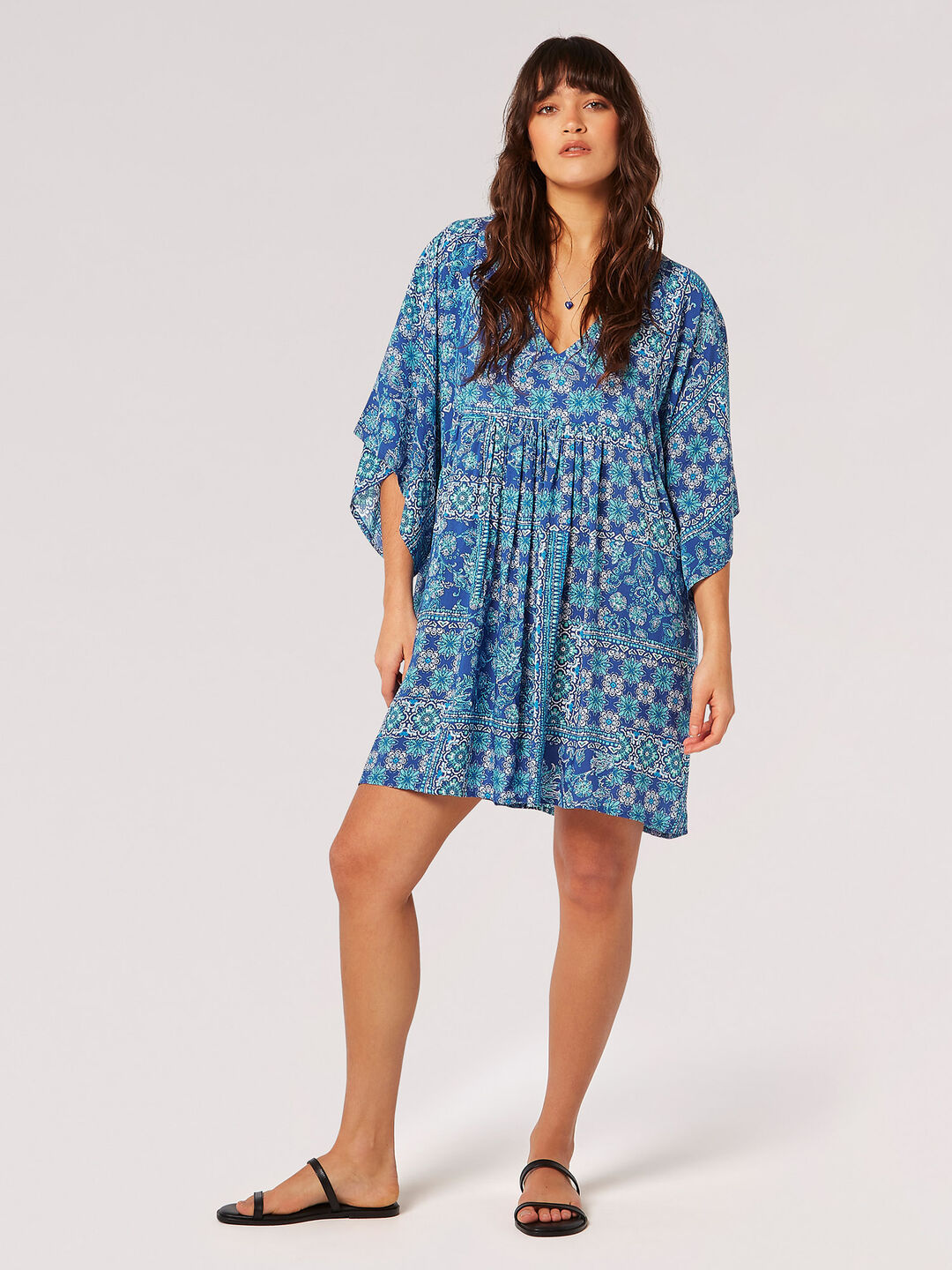 Patchwork Kaftan Mini Dress