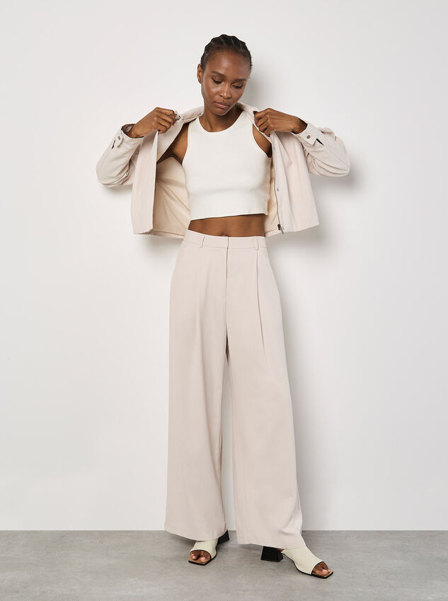 Soft Tailored Wide Leg Trousers, Stone, large