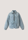 Cotton Denim Quilted Jacket, Blue, large