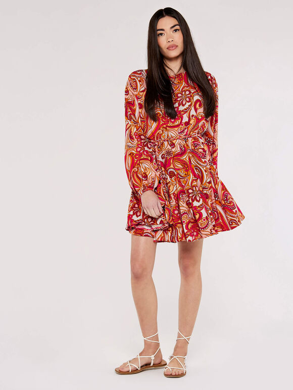 Swirl Flute  Mini Dress, Pink, large