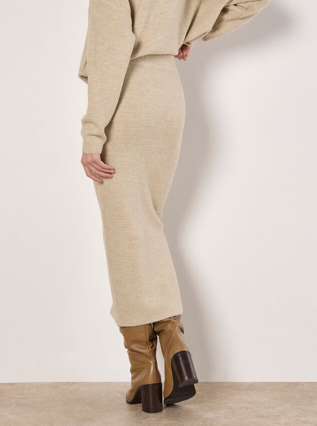 Waffle Knit Midaxi Skirt, Stone, large