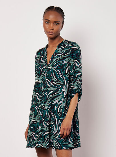 Abstract Swirl Shirt Mini Dress