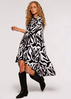 Swirl Print High-Low Mini Dress, White, large