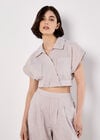Stripe Shirt Crop Top, Stone, large