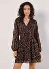 Animal Print Wrap Mini Dress, Rust, large
