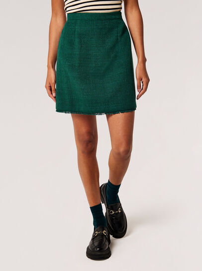Tweed Fringe Mini Skirt